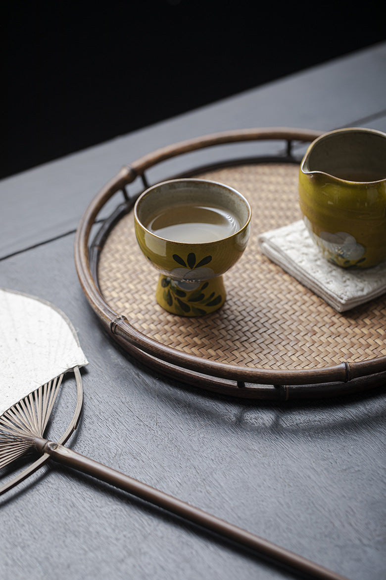 Handmade rough pottery master cup underglaze color hand-painted tea cup single cup household kung fu tea set