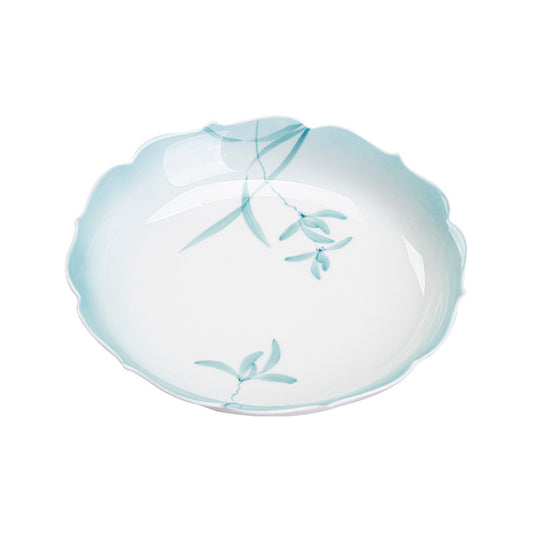 Hand drawn Orchid Pot, Handmade Ceramic Creative Flower Mouth Dry Brewing Plate, Home Tea Table, Melon Fruit Tea Ordering Plate