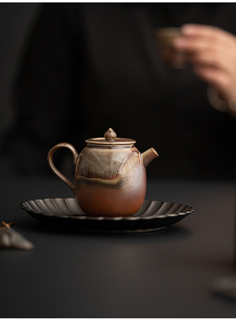 Retro ceramic teapot, kiln turned minimalist tea maker, household kung fu tea set, single pot tea maker