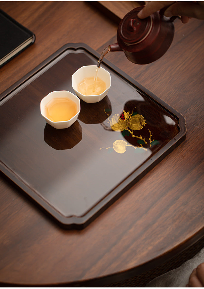 Hand drawn bamboo tea for home use, dry brewing tray, small tea table, vintage teapot, tea set accessories