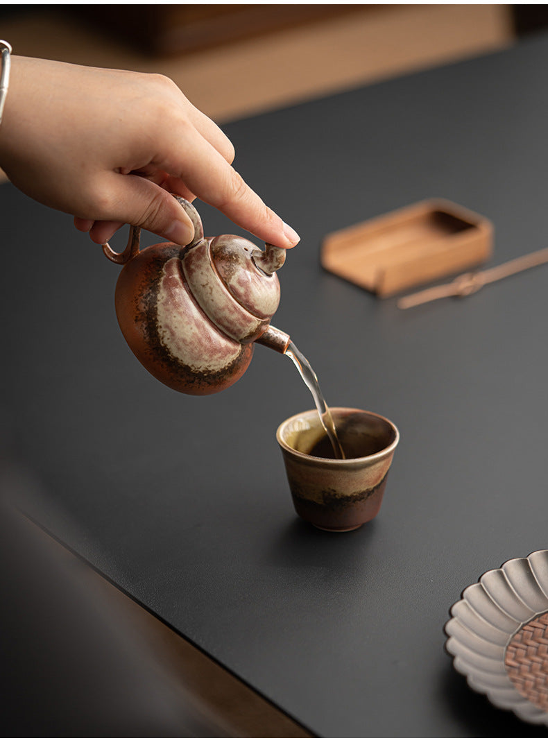 Retro ceramic teapot, kiln turned minimalist tea maker, household kung fu tea set, single pot tea maker
