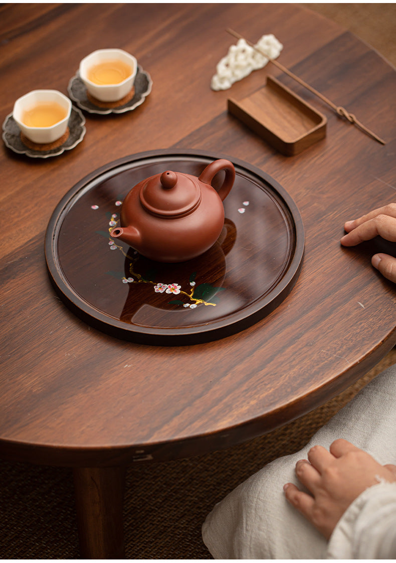 Hand drawn bamboo tea for home use, dry brewing tray, small tea table, vintage teapot, tea set accessories