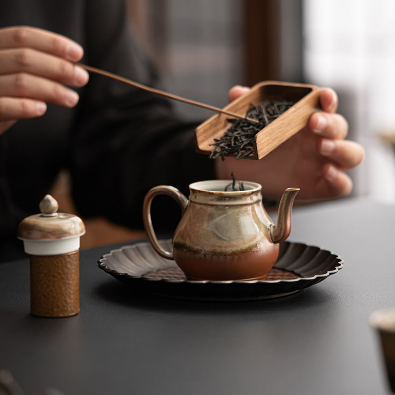 Retro ceramic teapot, kiln turned minimalist tea maker, household kung fu tea set, single pot tea maker