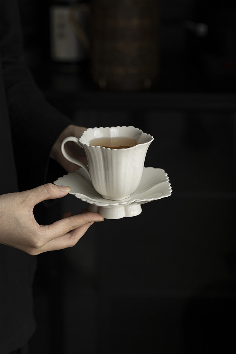 Vintage coffee cup set with grass and ash glaze, high-end handmade ceramic cup set, office coffee cup set