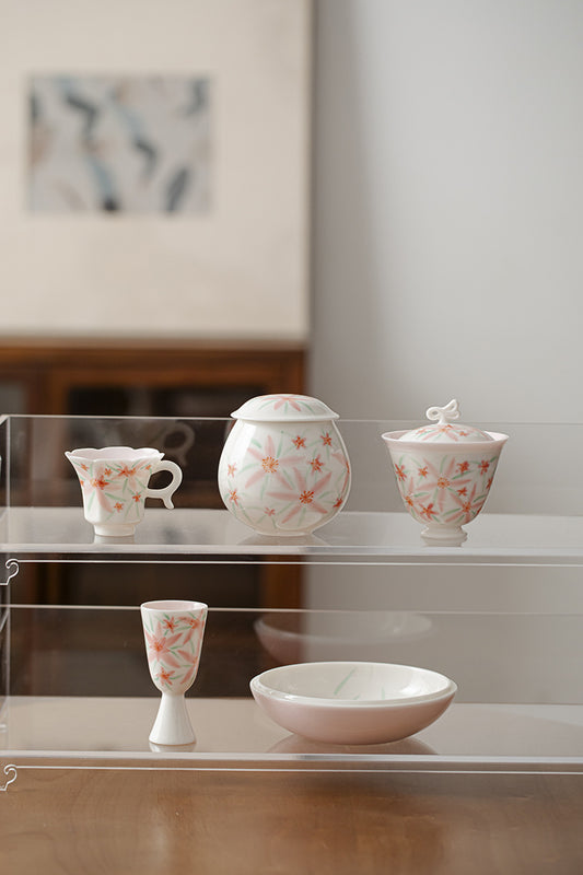 Ceramic pot bearing creative hand-painted flower dry bubble dish water storage tea table household fruit dish Dim sum dish tea ceremony accessories