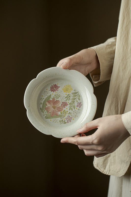Flower shaped teapot, household ceramic dry brewing tray, small tea table, insulation pad, lid bowl, teapot