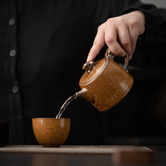 Antique kiln turned ceramic tea set, retro kung fu tea set, teapot, teacup, office reception set