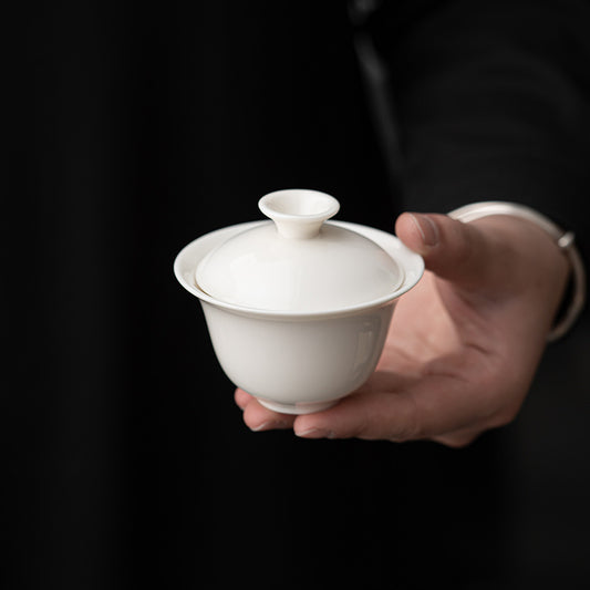 Travel tea set portable bag, white porcelain quick guest cup, one pot, two cups