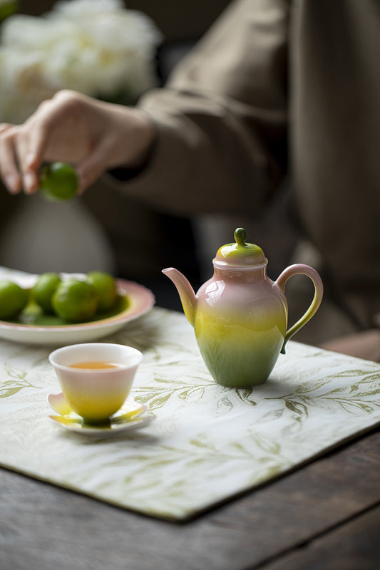 Creative gradient color handmade ceramic Kung Fu tea set, lid bowl, teacup, teapot set, cup