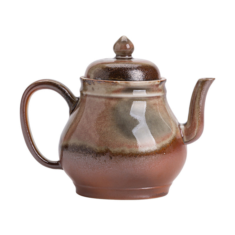 Retro ceramic teapot, kiln turned minimalist tea maker, household kung fu tea set, single pot tea maker