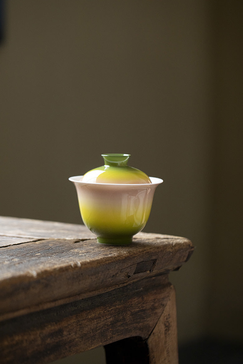 Creative gradient color handmade ceramic Kung Fu tea set, lid bowl, teacup, teapot set, cup
