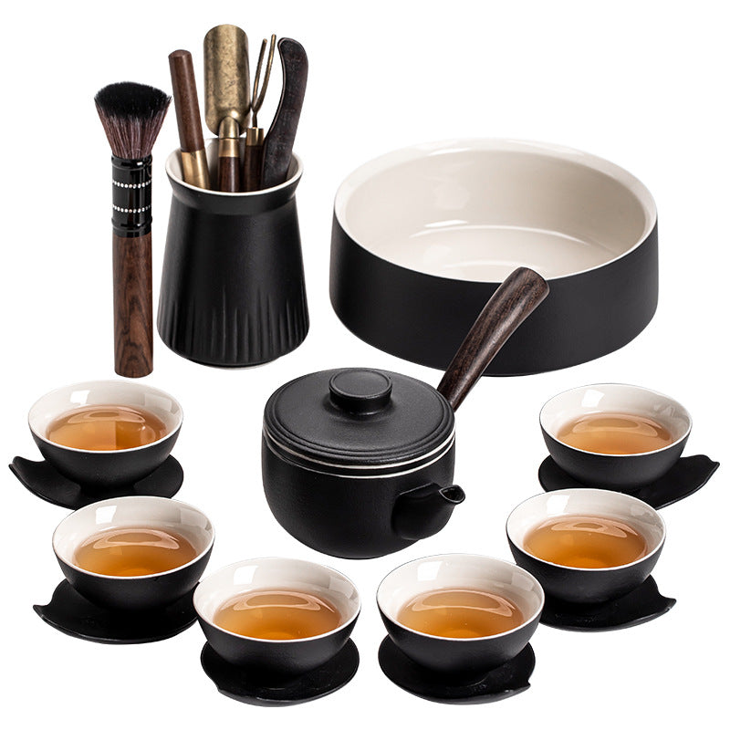 Office and Home Teapot Tea Cup Set Black Pottery Kung Fu Tea Set Gift Box Set