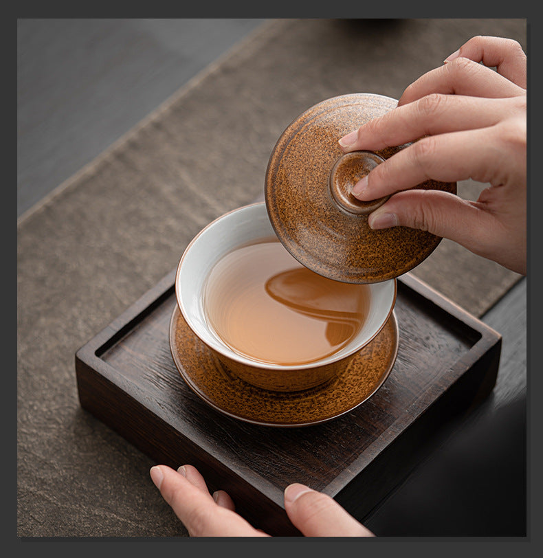 Antique kiln turned ceramic tea set, retro kung fu tea set, teapot, teacup, office reception set