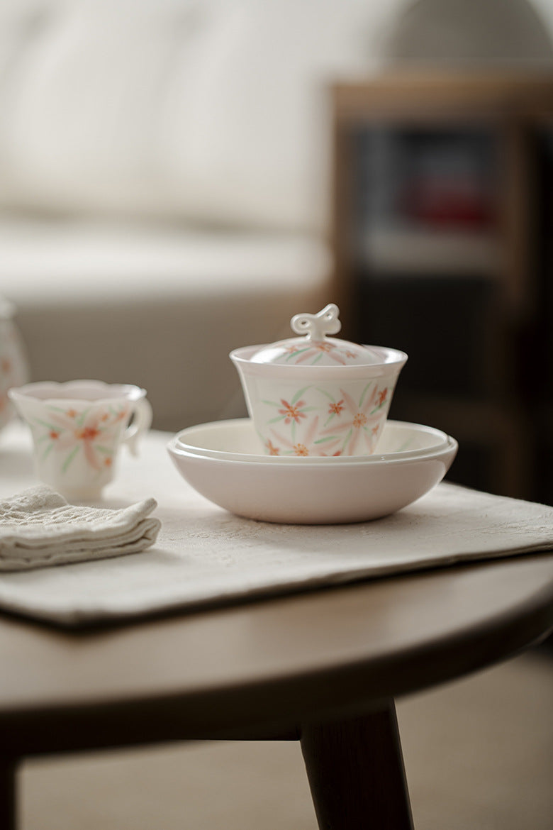 Ceramic pot bearing creative hand-painted flower dry bubble dish water storage tea table household fruit dish Dim sum dish tea ceremony accessories