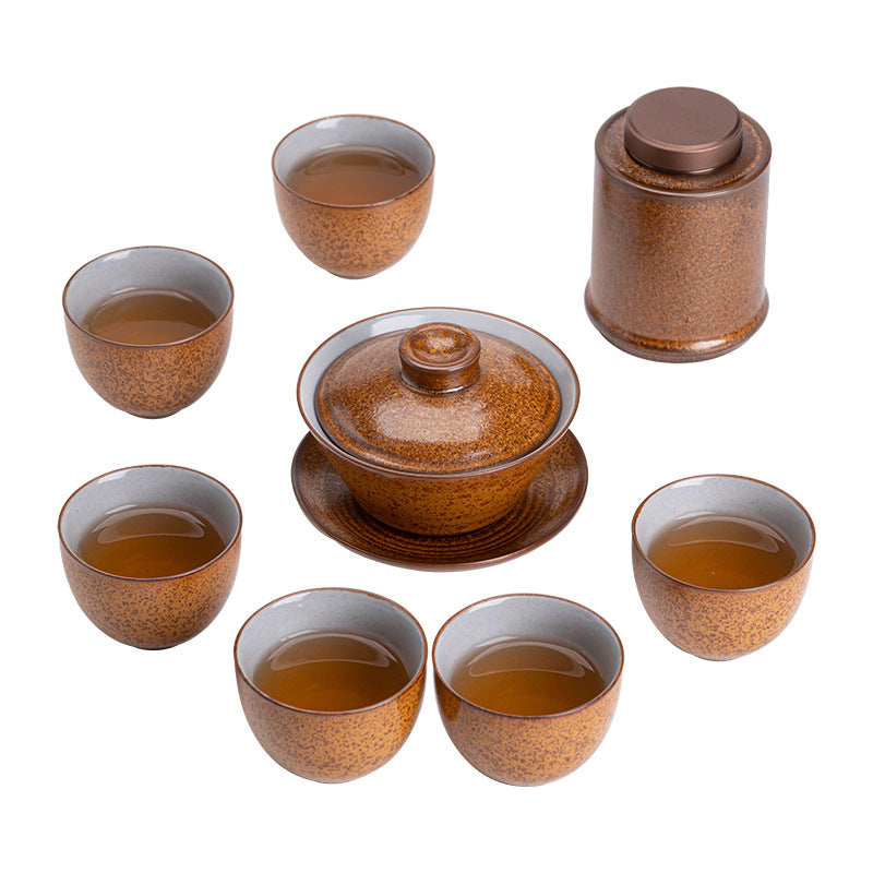Antique kiln turned ceramic tea set, retro kung fu tea set, teapot, teacup, office reception set