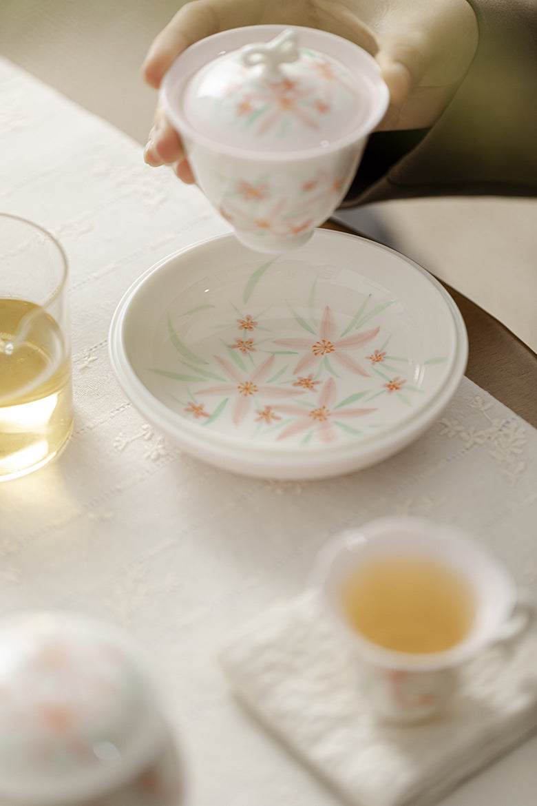 Ceramic pot bearing creative hand-painted flower dry bubble dish water storage tea table household fruit dish Dim sum dish tea ceremony accessories