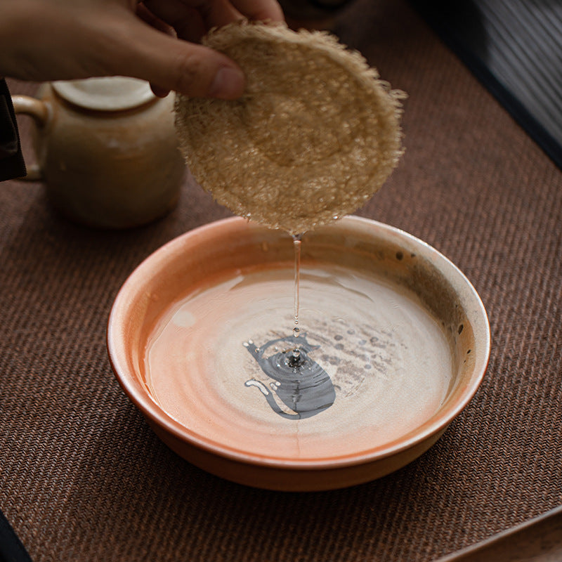 Creative hand-painted ZhiTingLiu teapot, tea holder, ceramic teapot, insulation pad, tea set accessories, fruit tray, tray