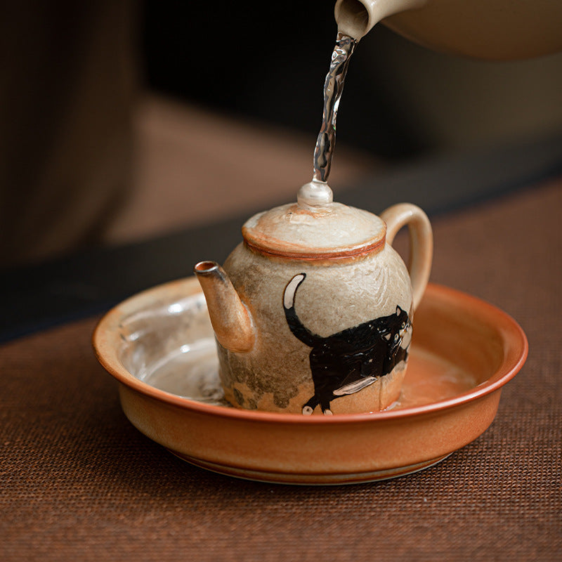 Creative hand-painted ZhiTingLiu teapot, tea holder, ceramic teapot, insulation pad, tea set accessories, fruit tray, tray