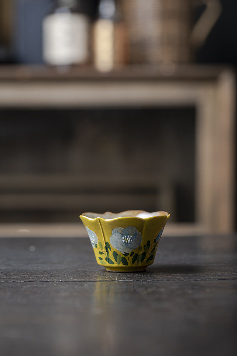 Handmade rough pottery master cup underglaze color hand-painted tea cup single cup household kung fu tea set