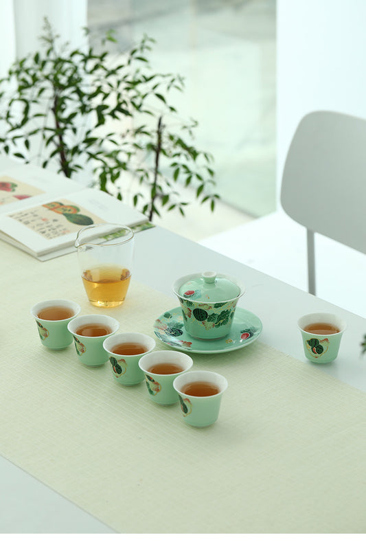Fruit Kung Fu Tea Set, Household Ceramic Tea Set, Gift Bowl, Tea Cup, Gift Box Set