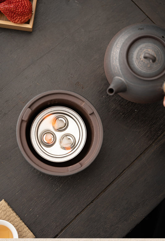 Tea making charcoal stove, alcohol stove, tea stove, rough pottery teapot, kettle, outdoor camping pottery pot, charcoal stove, tea making set