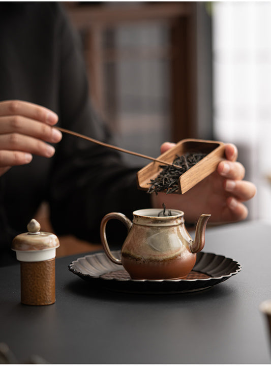 Retro ceramic teapot, kiln turned minimalist tea maker, household kung fu tea set, single pot tea maker