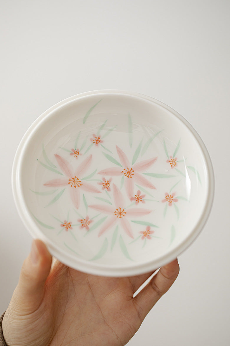 Ceramic pot bearing creative hand-painted flower dry bubble dish water storage tea table household fruit dish Dim sum dish tea ceremony accessories