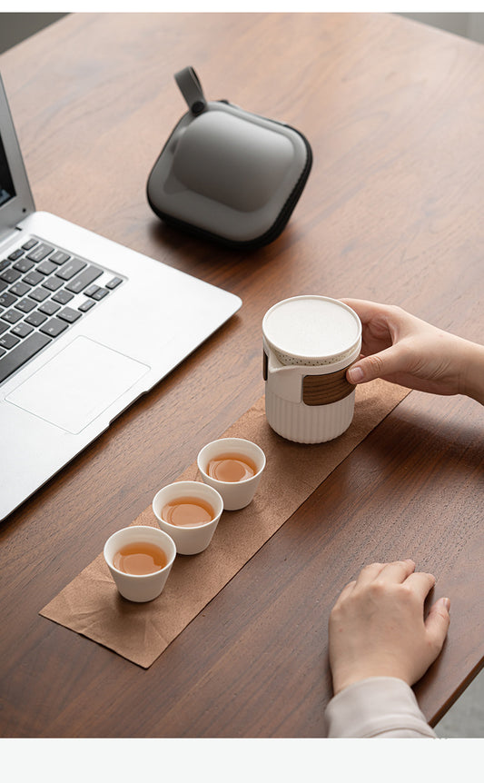 Travel tea set with simple storage, Kuaike cup, outdoor camping ceramic Kung Fu tea set