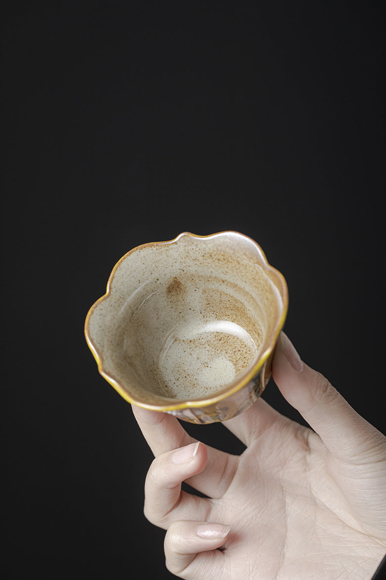 Handmade rough pottery master cup underglaze color hand-painted tea cup single cup household kung fu tea set