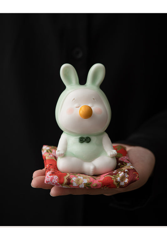 Creative Ceramic Meditation Tea Pet Ornament Cute Pet Tea Room Tea Table Decoration Car Decoration